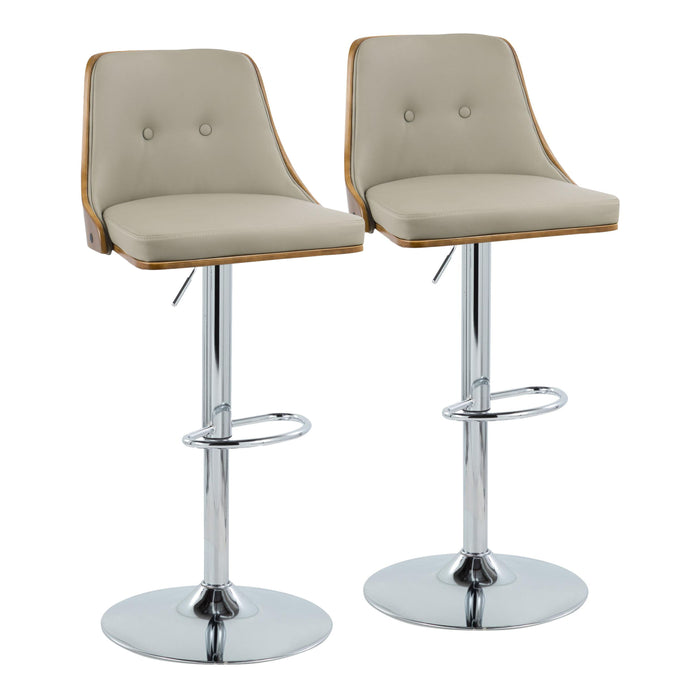 Gianna - Mid Century Modern Adjustable Barstool With Swivel With Oval Footrest (Set of 2)