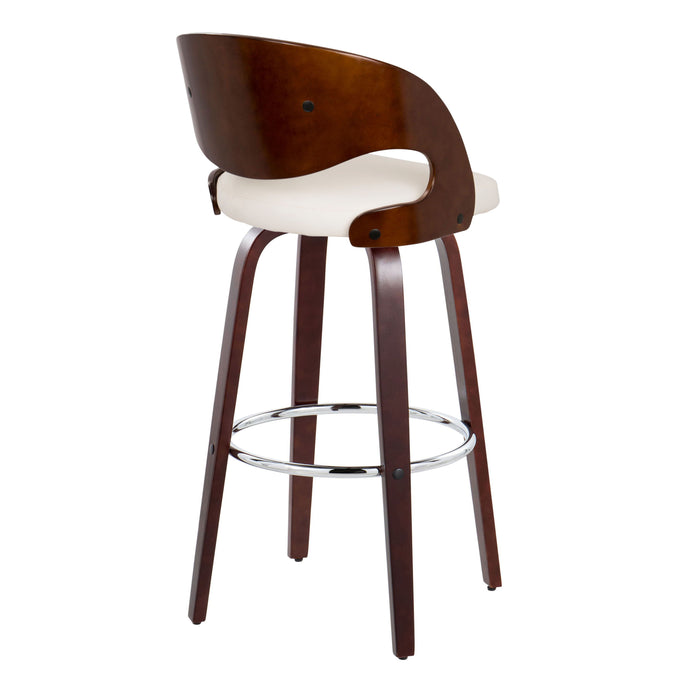 Pino - Mid Century Modern Fixed Height Barstool With Swivel & Round Footrest (Set of 2)