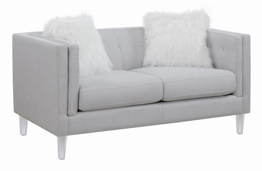 Glacier - Tufted Upholstered Loveseat - Pearl Silver