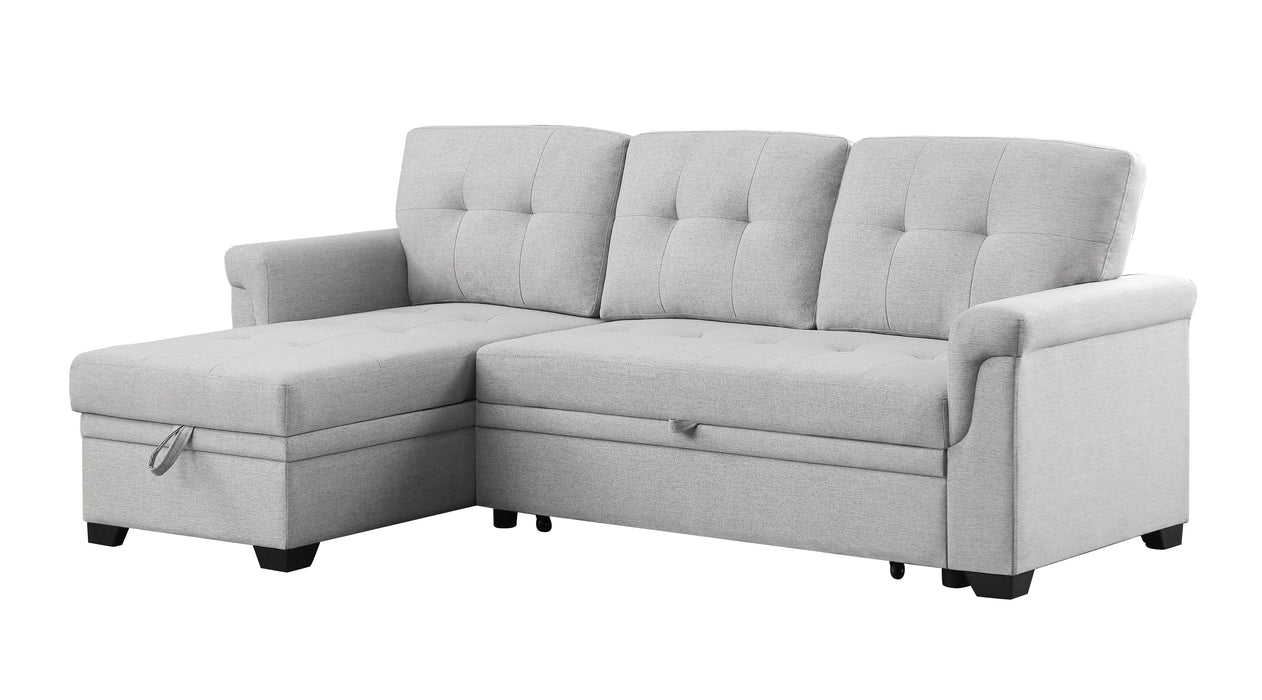 Hunter - Linen Reversible Sleeper Sectional Sofa With Storage Chaise