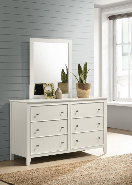 Selena - 6-Drawer Dresser With Mirror - Cream White