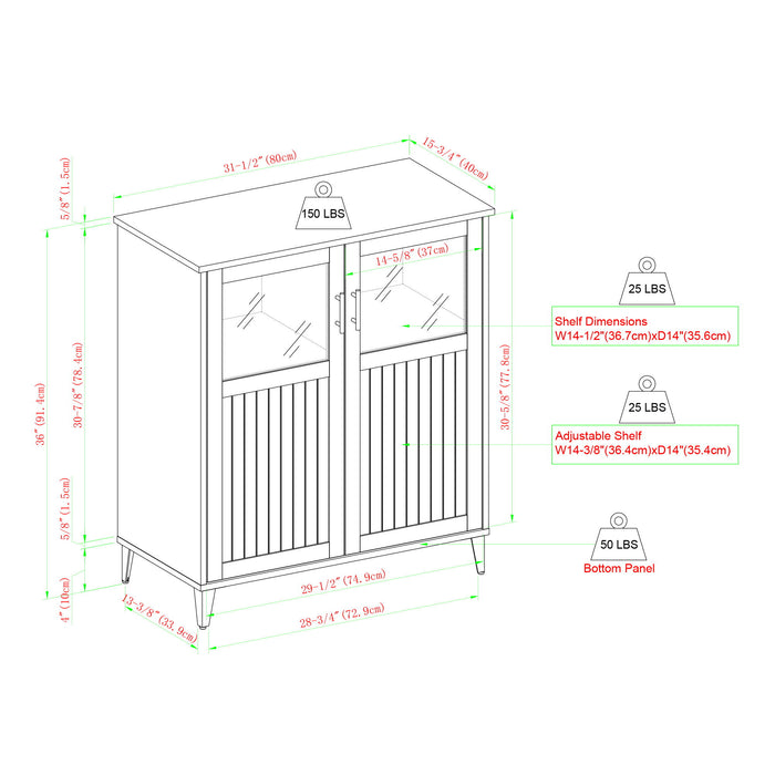 Modern Grooved Door Accent Cabinet - Cerused Ash