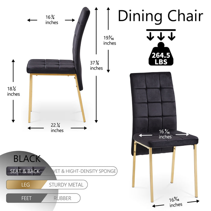 Velvet High Back Nordic Dining Chair Modern Chair With Golden Color Legs