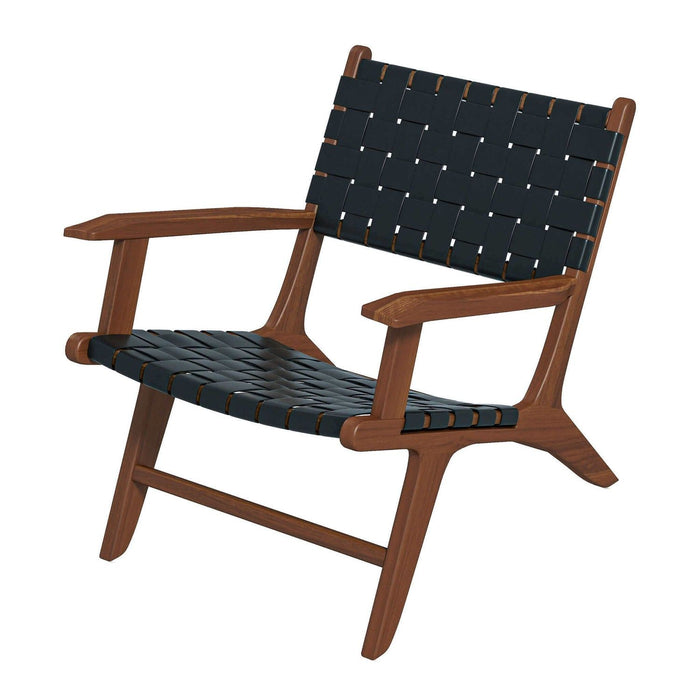 Melody - Black Strap Leather Teak Wood Lounge Chair