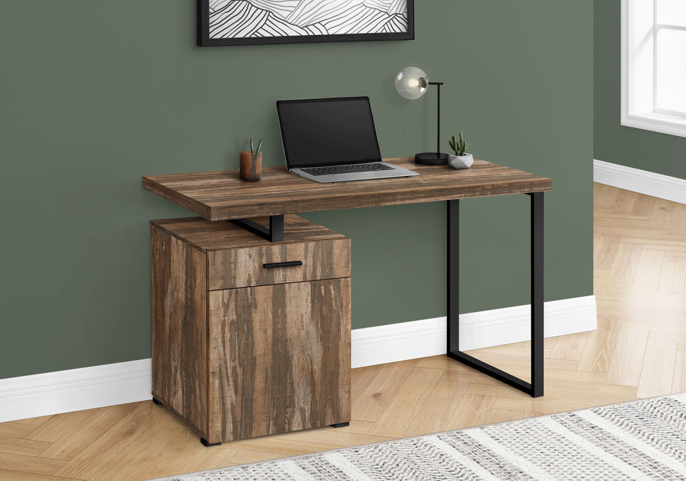 Computer Desk, Home Office, Laptop, Left, Right Set-Up, Storage Drawers, Work, Contemporary, Modern - Brown