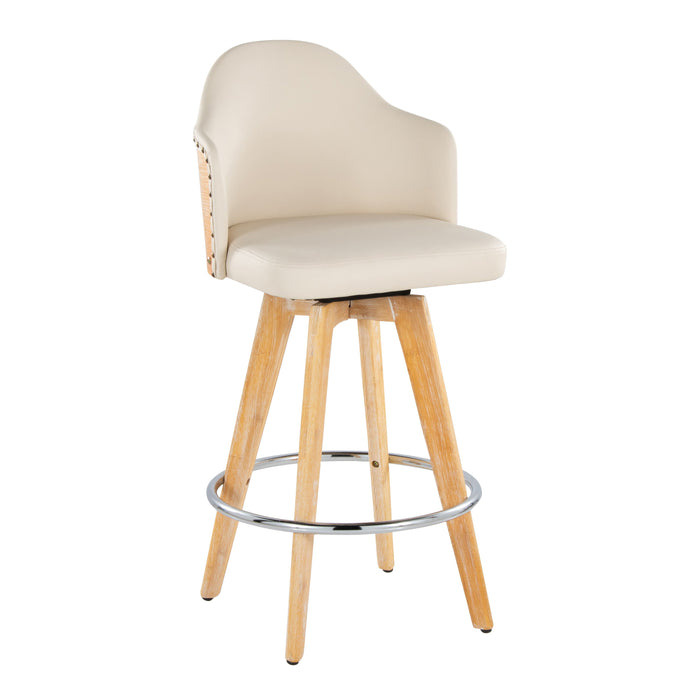 Ahoy - Contemporary Fixed Height Counter Stool & Round Footrest (Set of 2)