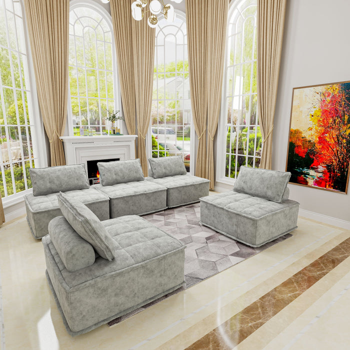 Luxury L-Shaped Modular Sofa With Hidden Legs, Adjustable Cushions, And Spring Seats - Perfect For Modern Living Room