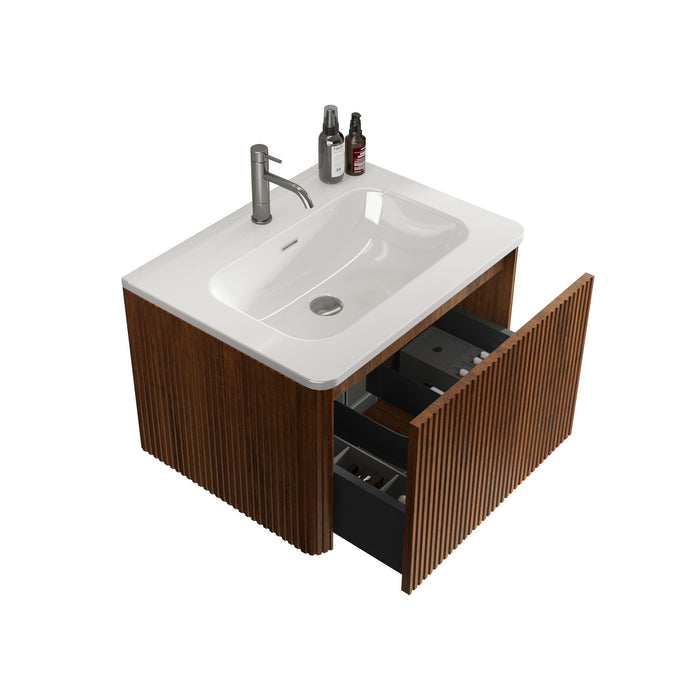 Etna - Striped Bathroom Vanity With Ceramic Sink, Wall Mounted Floating Bathroom Vanity For Modern Bathroom