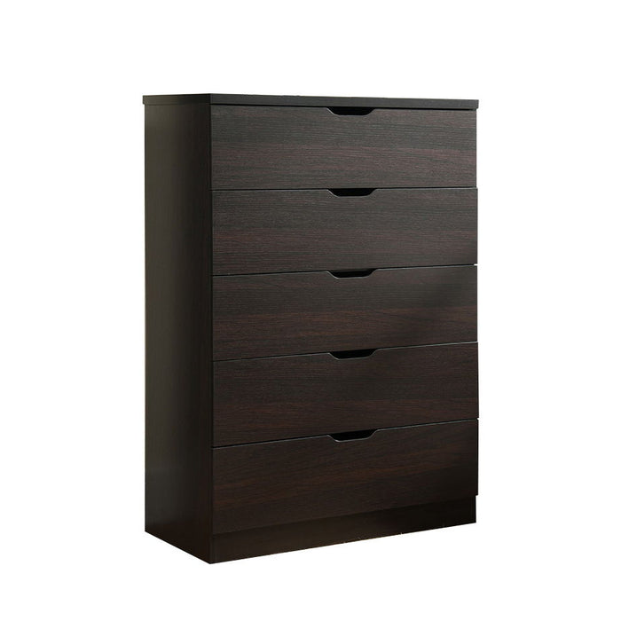 Five Drawer Chest Clothes Storage Cabinet With Metal Drawer Glides