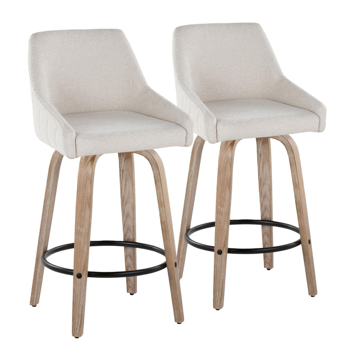 Hannah - Transitional Fixed Height Counter Stool With Swivel With Round Footrest (Set of 2)