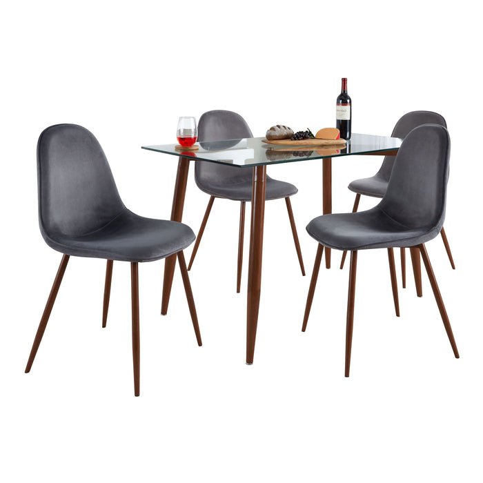 Clara Pebble - 5 Piece Mid Century Modern Dining Set