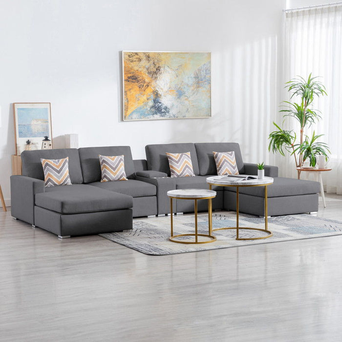 Nolan - Fabric 5 Piece Sectional Sofa With Interchangeable Legs