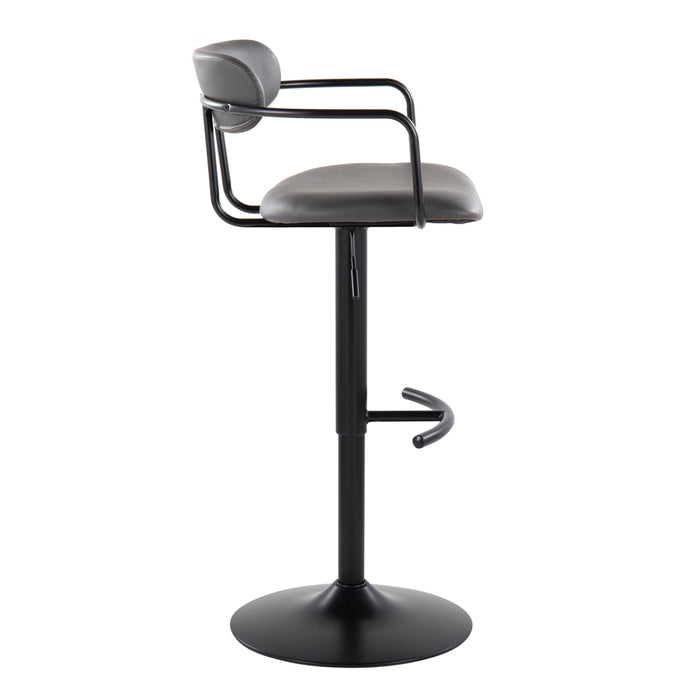 Demi - Contemporary Adjustable Height Barstool With Swivel With Rounded T Footrest (Set of 2)