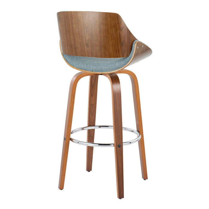 Fabrizzi - Mid Century Modern Fixed Height Barstool With Swivel With Round Footrest (Set of 2)