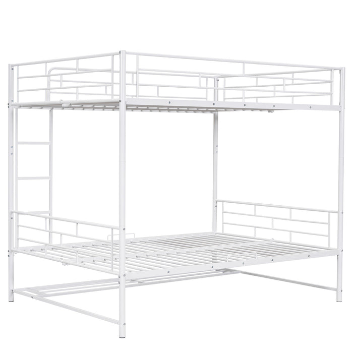 Metal Bunk Bed With Shelf And Guardrails