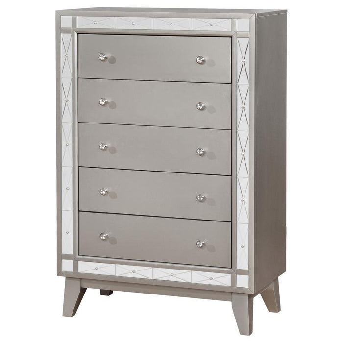 Leighton - 5-Drawer Bedroom Chest - Metallic Mercury