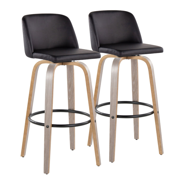 Toriano - Fixed Height Contemporary Barstool With Swivel With Round Footrest (Set of 2)