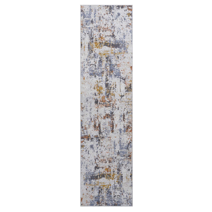 2' x 8' Abstract Non-Shedding Living Room Bedroom Dining Home Office Stylish And Stain Resistant Area Rug - Ivory / Blue