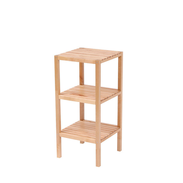 3 Tier Birch Bathroom Shelf, Narrow Shelving Unit, Multifunctional Storage Rack, Corner Rack, For Kitchen, Living Room, Bedroom, Entryway, Bathroom - Natural Wood