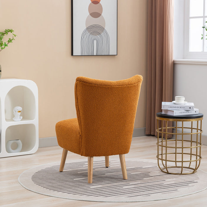 Boucle Upholstered Armless Accent Chair Modern Slipper Chair, Cozy Curved Wingback Armchair, Corner Side Chair For Bedroom Living Room Office Cafe Lounge Hotel