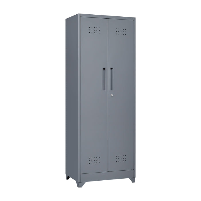 Metal Storage Cabinets, Cleaning Tool Cabinet With Locking Door, Tall Broom Tool Organizer And Storage, Large Storage Cabinet For Kitchen