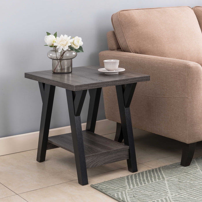 Modern End Table, Chair Side End Table For Living Room With Shelf Display