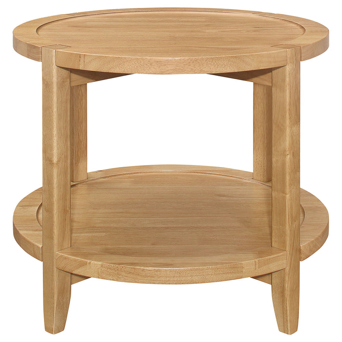 Camillo - Round Solid Wood Side End Table - Maple