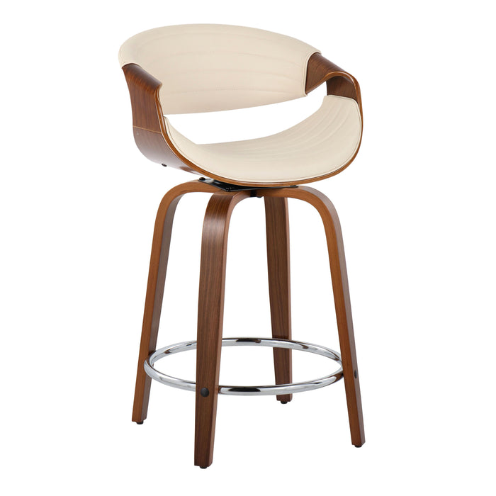 Symphony - Mid Century Modern Fixed Height Counter Stool With Swivel And Round Footrest (Set of 2)