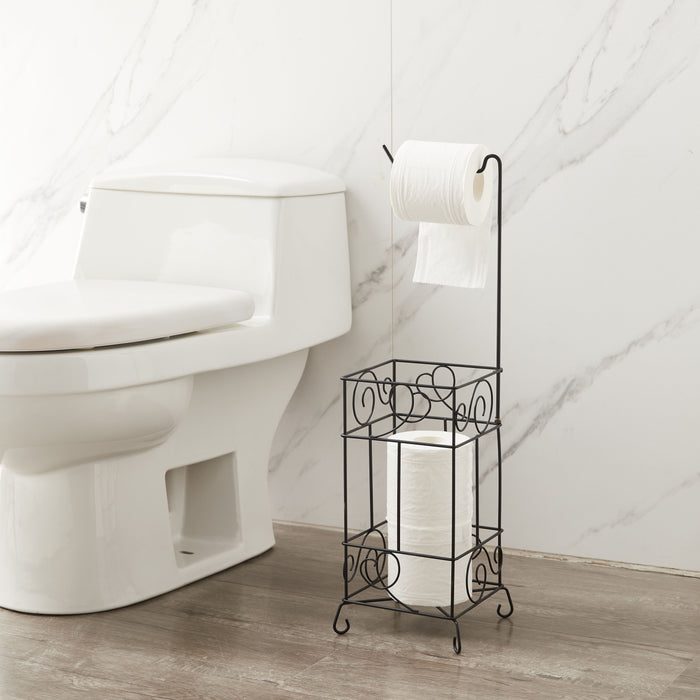 Metal Frame Toilet Paper Holder Stand