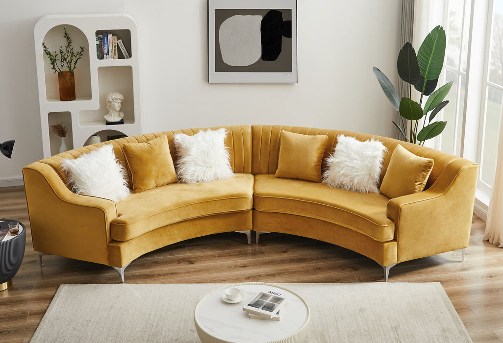 Velvet Curved Sofa - Gold