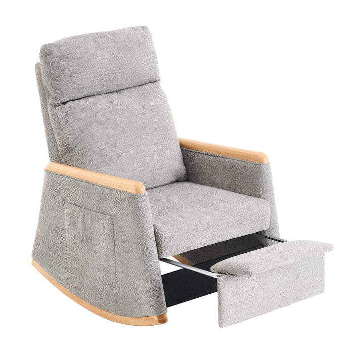 Accent Rocking Chair With Footrest, High Back Rubber Wood Rocking Legs Bedroom Living Space