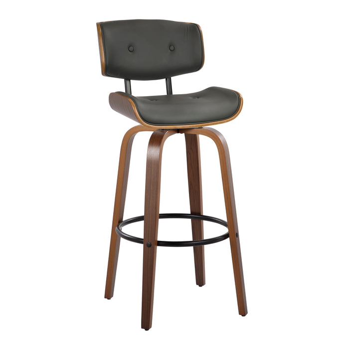 Lombardi - Mid-Century Modern Fixed Height Barstool With Swivel With Round Footrest (Set of 2)