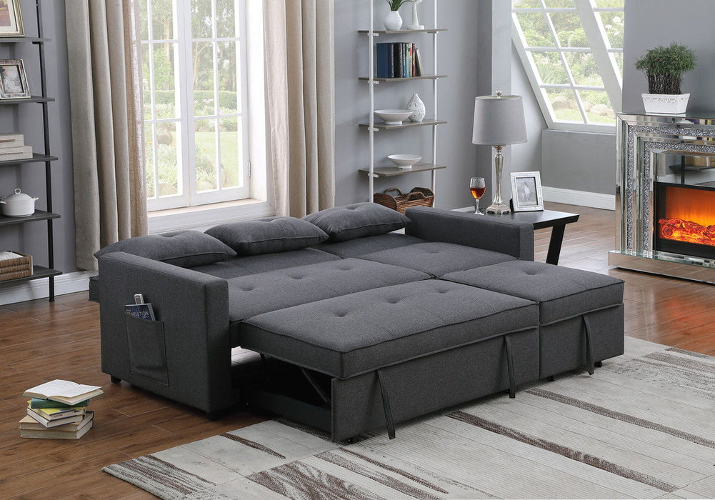 Zoey - Linen Convertible Sleeper Sofa With Side Pocket