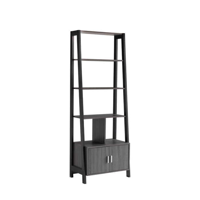 Modern Bookcase With Four Open Shelves And Two Door Cabinet - Black / Gray