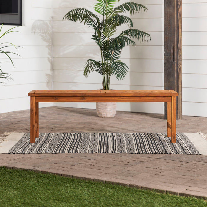 Modern Chevron Top Solid Wood Patio Bench - Brown