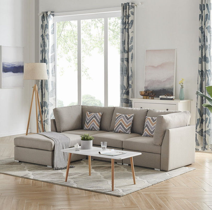 Amira - Fabric Sofa With Ottoman And Pillows