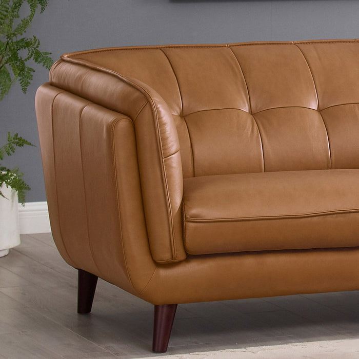 Solana - Leather Loveseat - Cognac