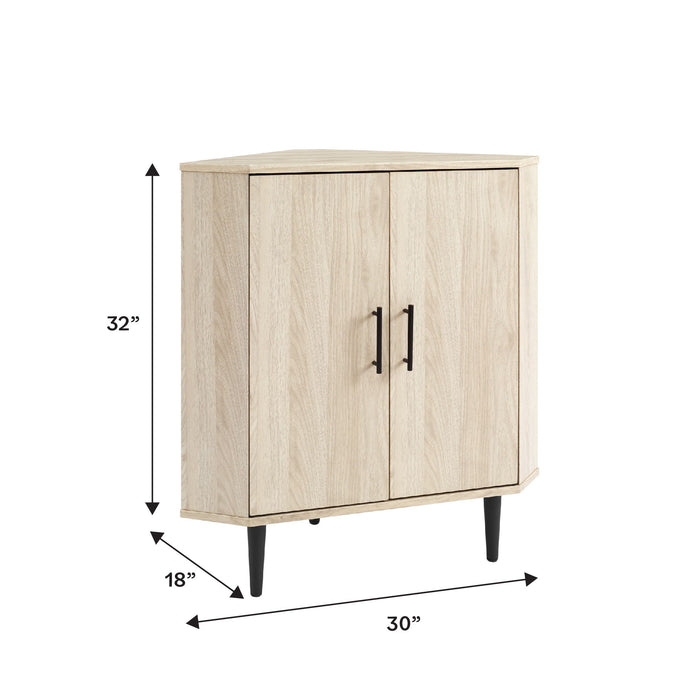 Contemporary 2 Door Mixed-Material Corner Accent Cabinet