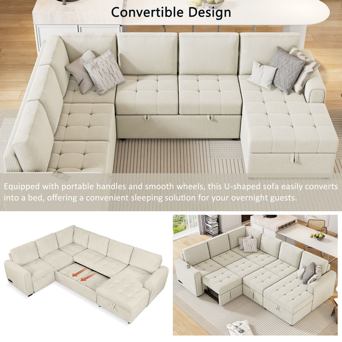 U-Shaped Sofa Sectional Sofa Pull-Out Sofa Bed With A Storage Chaise Lounge, Charging Devices For Living Room