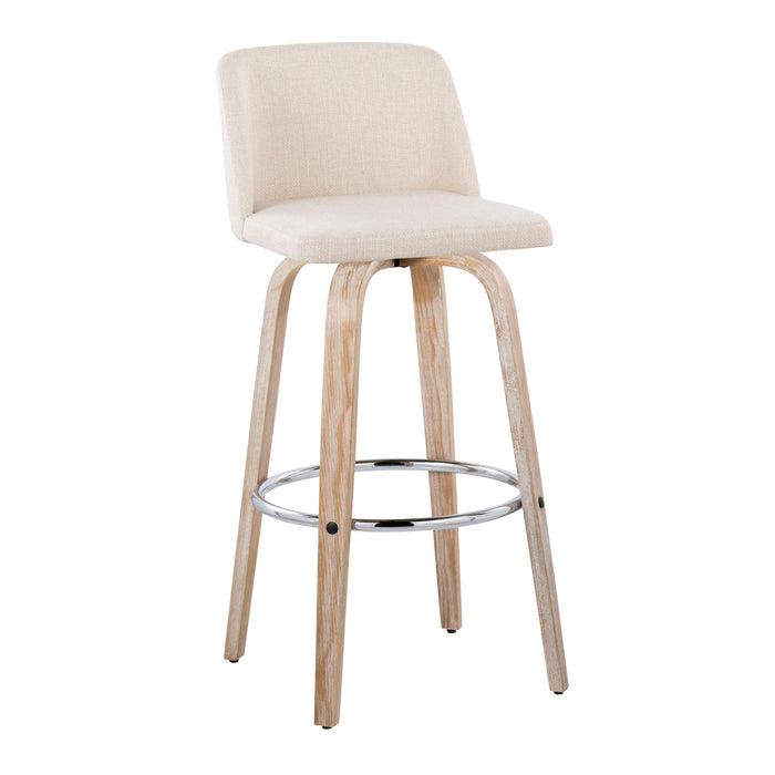 Toriano - Contemporary Fixed Height Barstool With Swivel & Round Footrest (Set of 2)