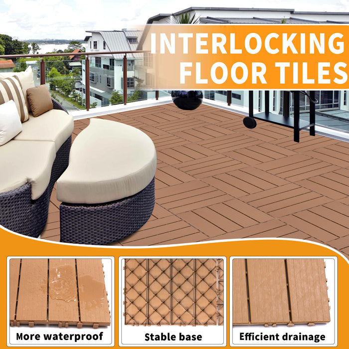 Plastic Interlocking Deck Tiles, Patio Flooring Outdoor Waterproof All Weather Use For Garden Poolside Front / Back Yard