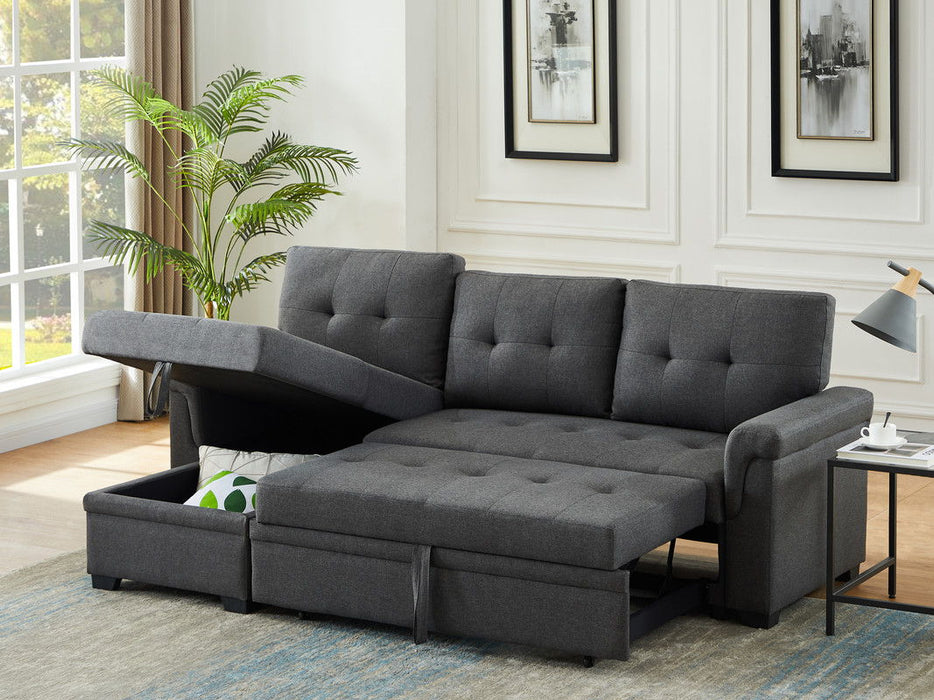 Hunter - Linen Reversible Sleeper Sectional Sofa With Storage Chaise