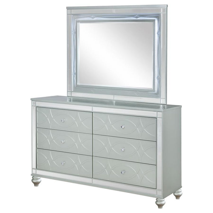 Gunnison - 6-Drawer Dresser With Mirror - Silver Metallic