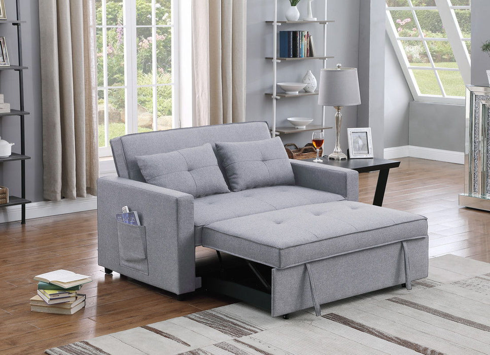 Zoey - Linen Convertible Sleeper Loveseat With Side Pocket