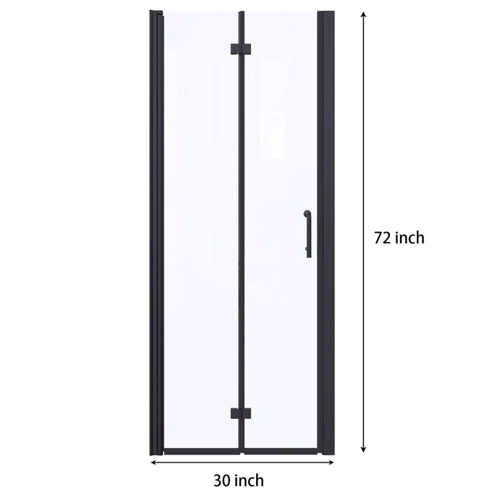 Bi-Fold - Semi-Frameless Shower Doors In Matte Black With Clear Glass - Chrome