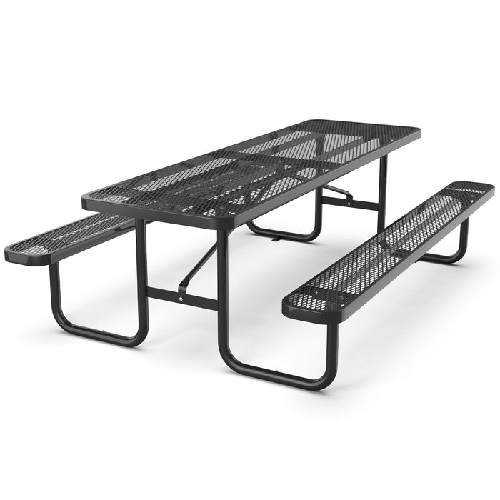 Metal Expanded Rectangular Picnic Table - Black