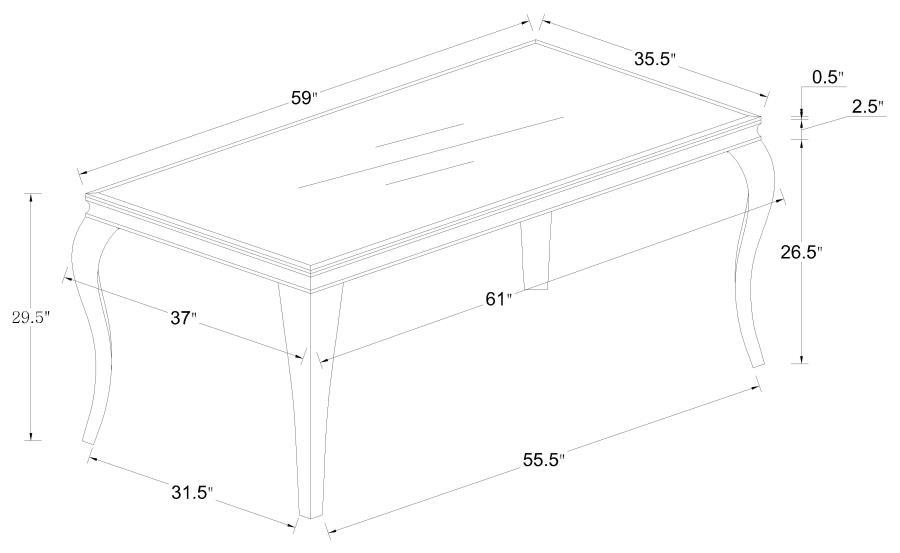 Carone - Mesa de comedor rectangular con tablero de cristal