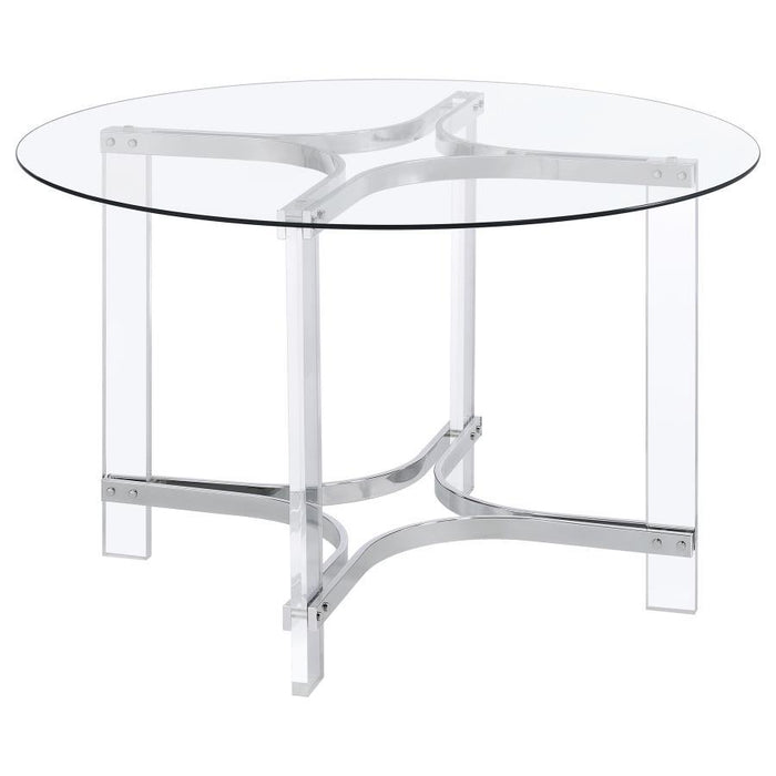 Adino - Round Glass Top Acrylic Dining Table - Chrome