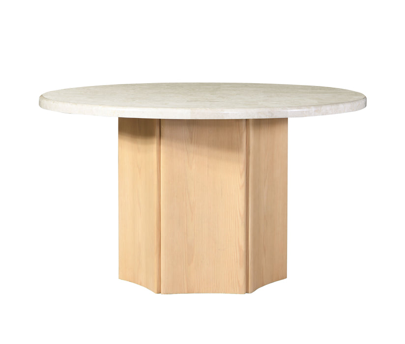 Qwin - Marble Top Round Dining Table - Natural