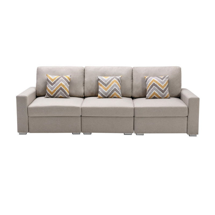 Nolan - Linen Fabric Sofa With Pillows And Interchangeable Legs